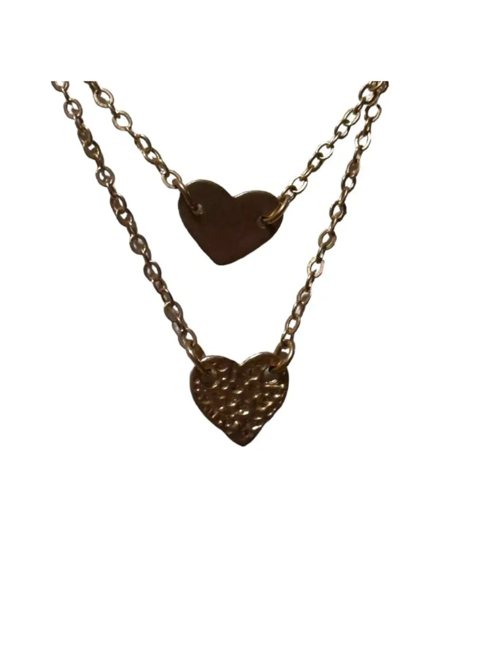 Dainty Heart Layered Necklace 14K Gold Plated 2 Hearts Pendant Chain Gift